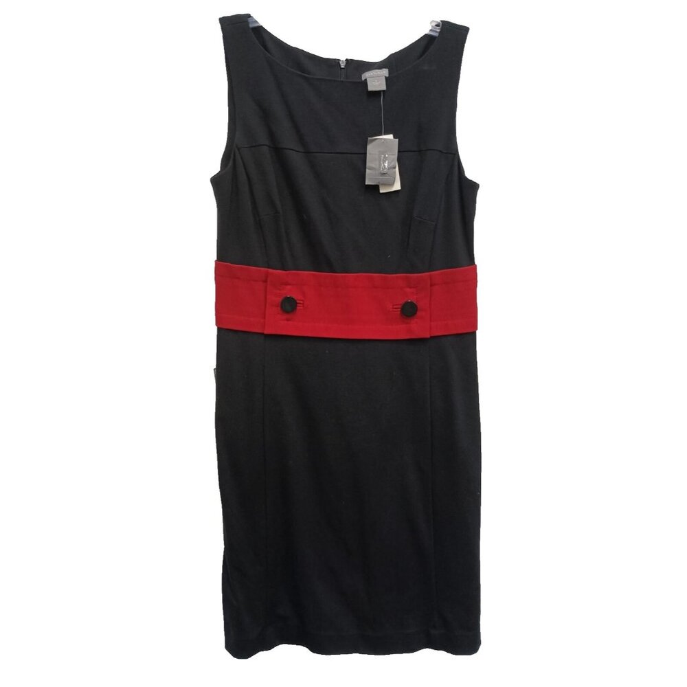 Ann Taylor Womens Dress Size 6 Black Red Sleeveless Minimalist Carrier New